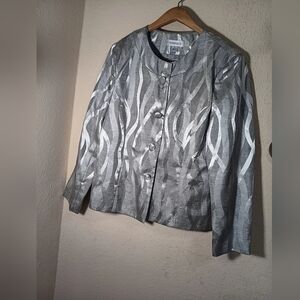 Elegant Silver Patterned Women's Blazer